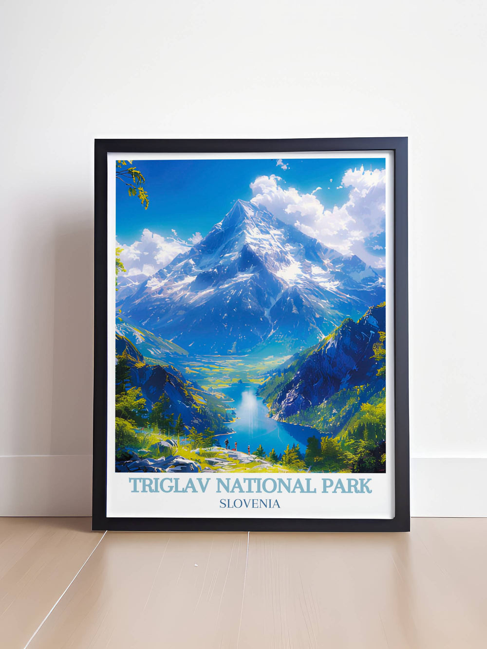 Canvas art of Triglav National Park featuring the serene waters of Lake Bled and the rugged beauty of Mount Triglav, bringing the stunning landscapes of Slovenia into your living space with vibrant colors and fine details.