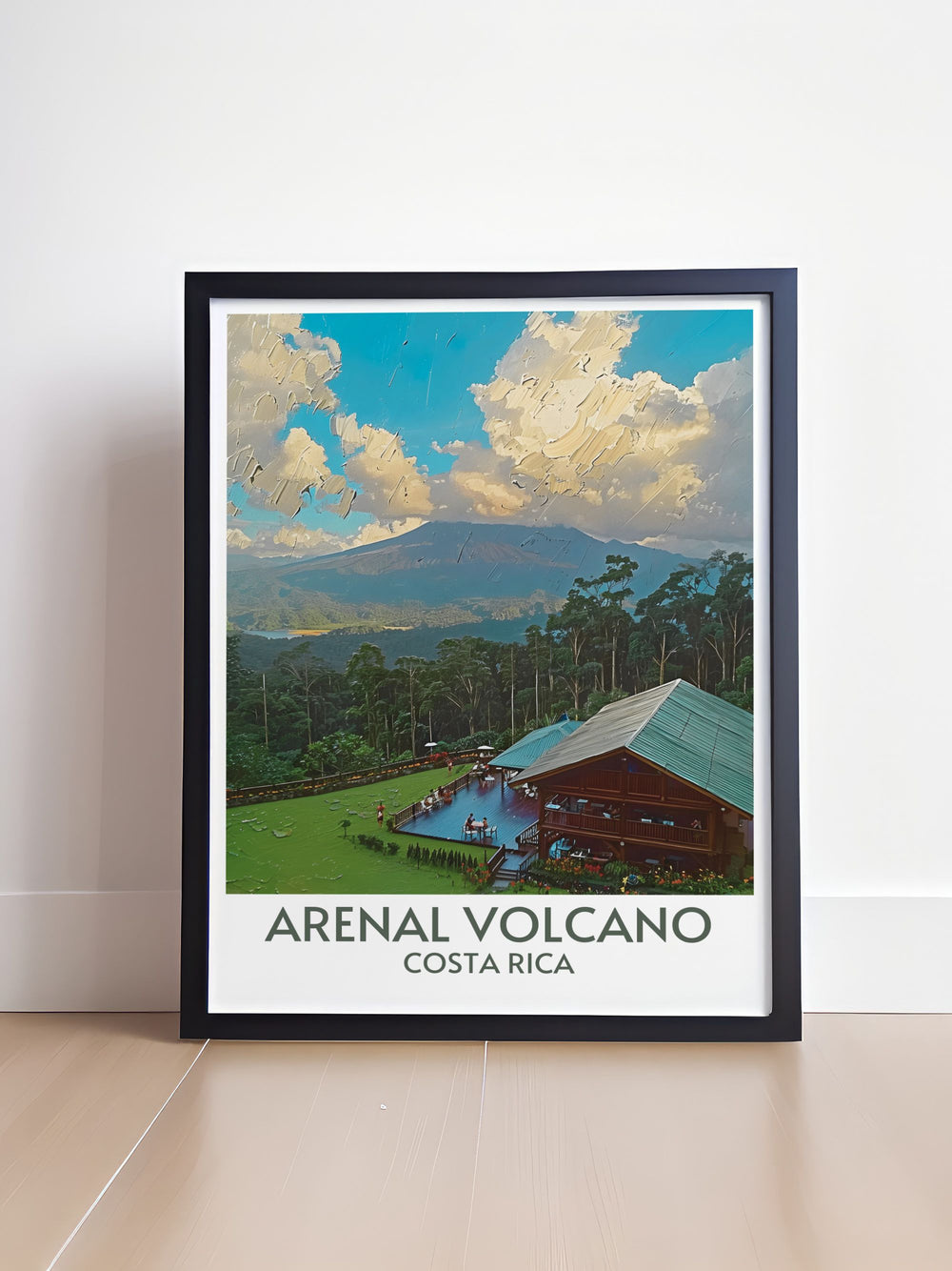 The Arenal Observatory Lounge and Spa depicted in a serene print, inviting viewers to experience luxury amidst the wild.