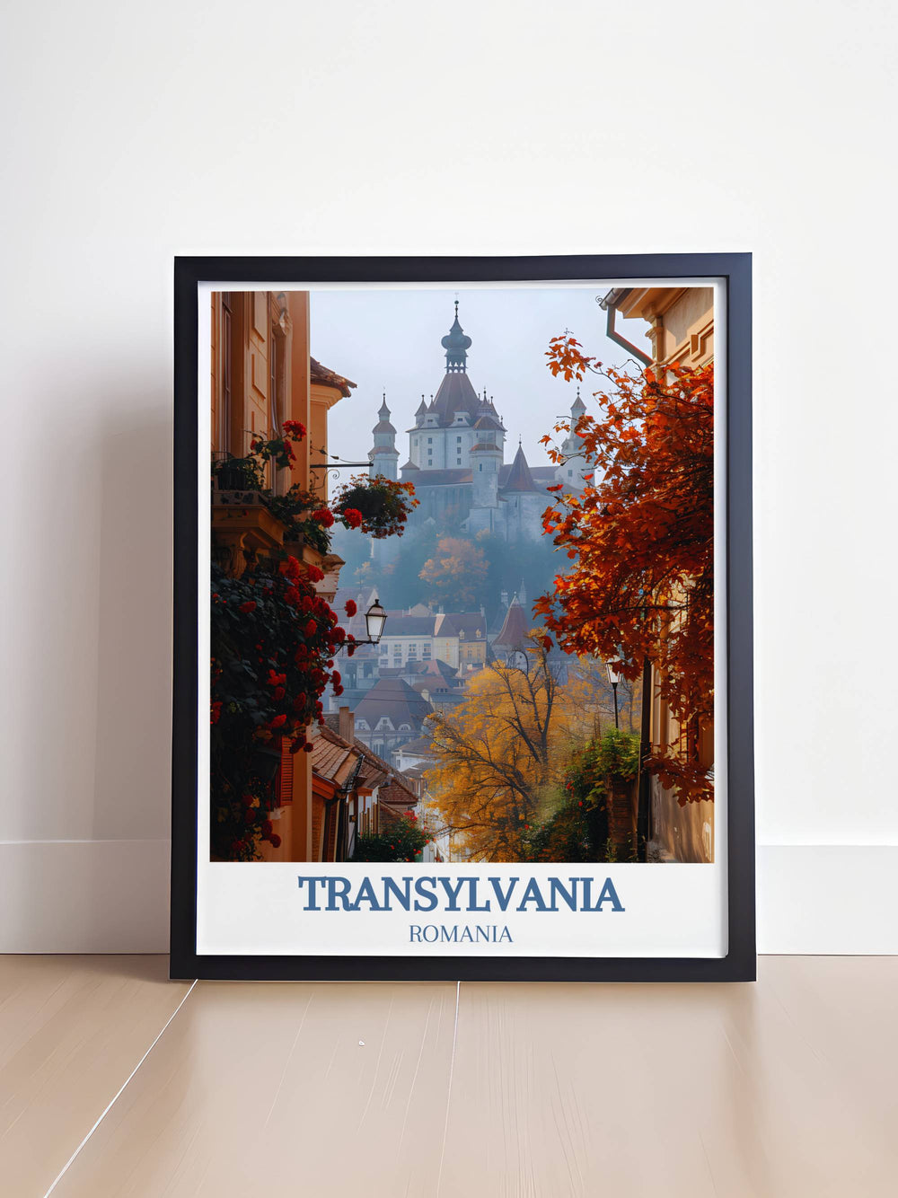 High quality print of Sighișoara Citadel, showcasing the unique architecture and vibrant colors of this UNESCO World Heritage site, perfect for adding a touch of Romanian elegance to your home decor.