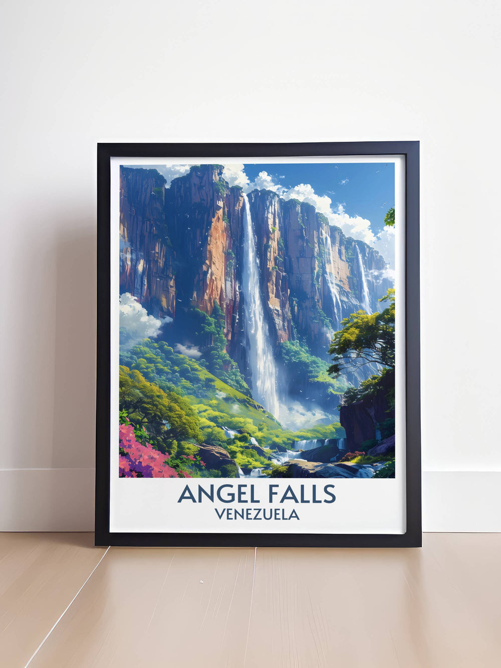 Collectible Venezuela print of Angel Falls, a must-have for any travel and art lover’s collection.