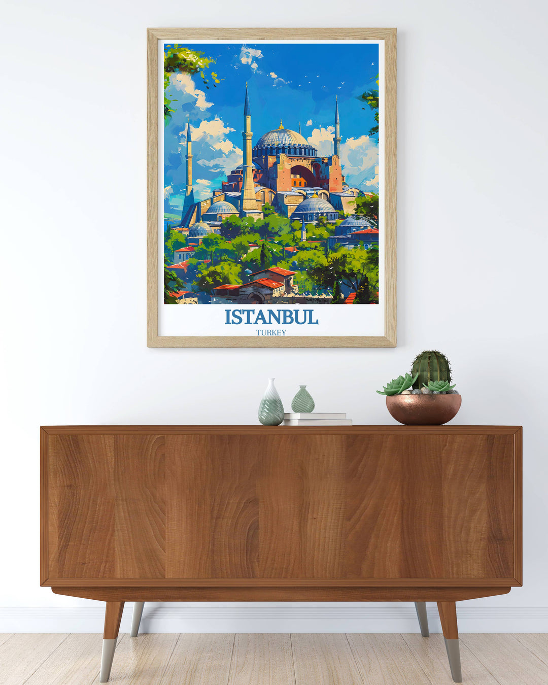 Turkey poster with the Hagia Sophia prominently displayed against the backdrop of Istanbuls skyline, capturing the essence of this ancient city.