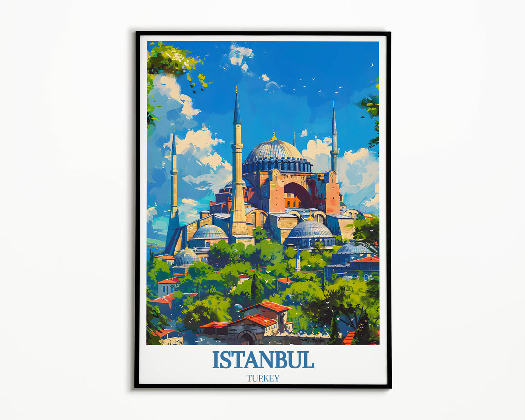 Digital download capturing the Hagia Sophia under starlit skies, perfect for adding a touch of historical mystery to any digital collection.