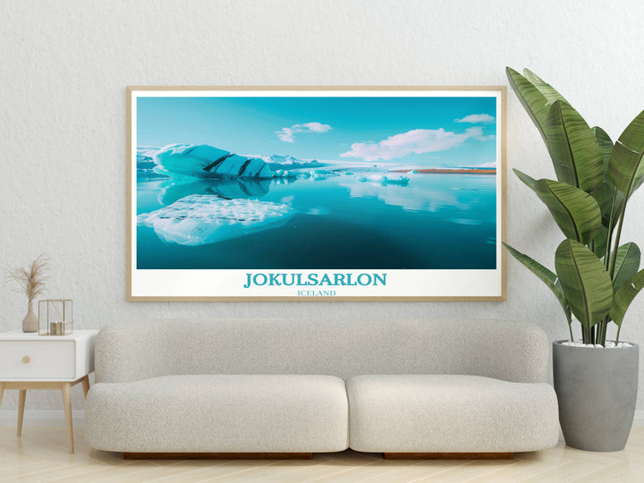 Capture the essence of South Iceland with this Jokulsarlon Watercolor, a perfect housewarming gift for nature enthusiasts