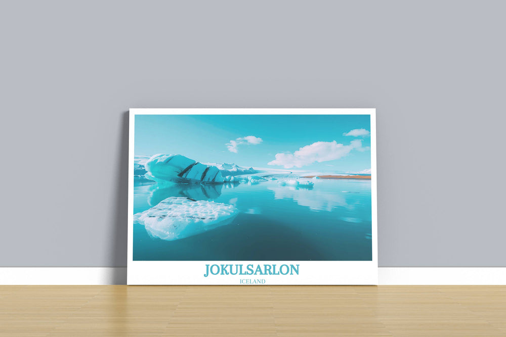 Elevate your space with the beauty of Jokulsarlon Lagoon, depicted in this Europe travel poster gift