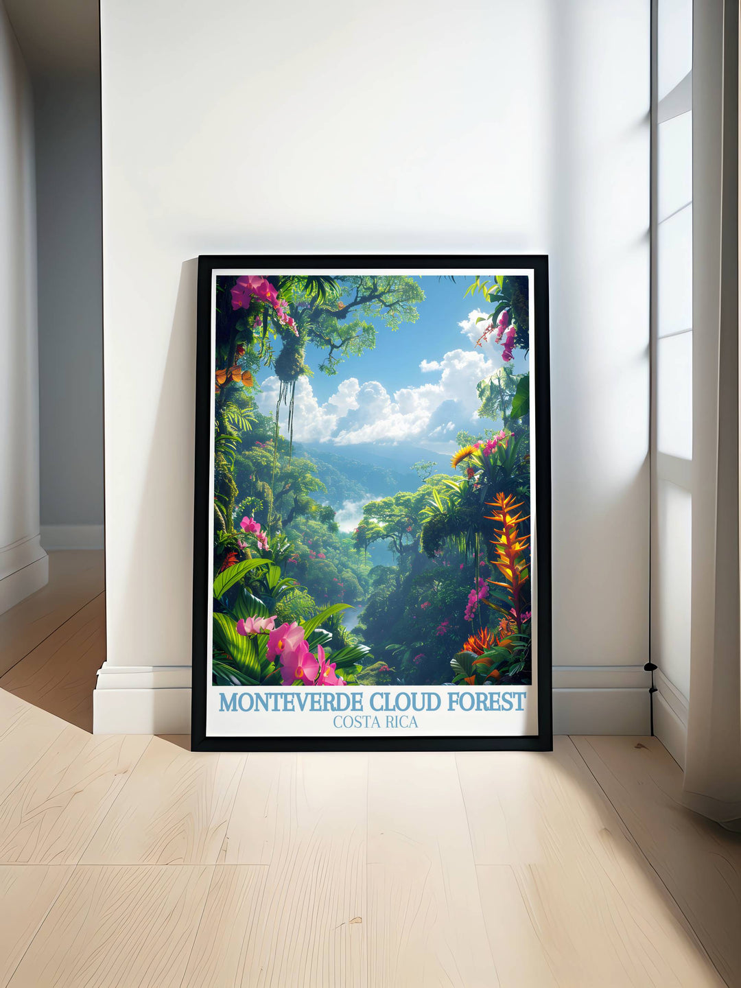Fine art print of Monteverde Cloud Forest showcasing the dense foliage and vibrant wildlife, perfect for nature enthusiasts.