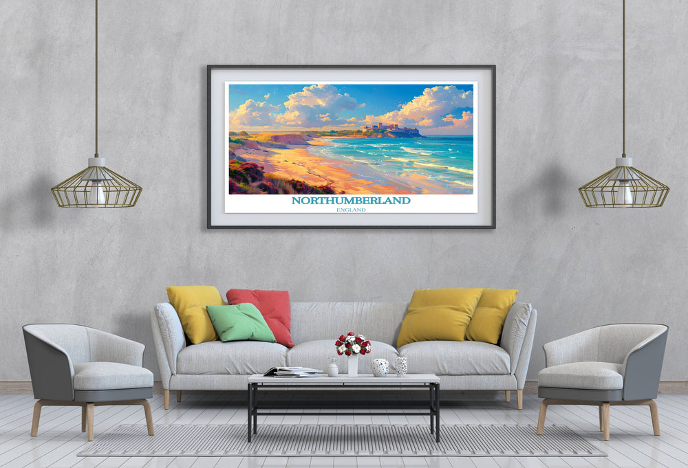 Custom print of Bamburgh Castle at sunrise, offering a unique view that enhances any rooms decor.