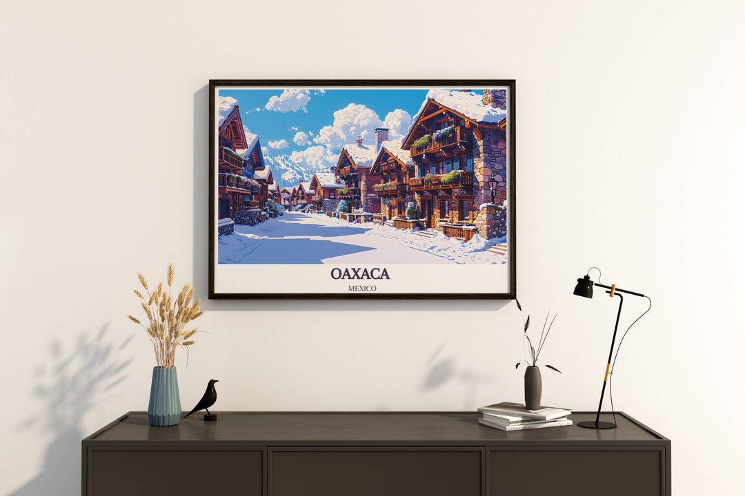 Experience the vibrant urban culture of Oaxaca through our detailed art prints, perfect for adding a splash of color and Mexican flair to any room.