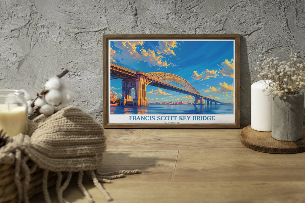 A captivating Maryland art work featuring the Baltimore Bridge, beautifully rendered to inspire travel and exploration. This digital download is perfect for those who cherish urban landscapes.