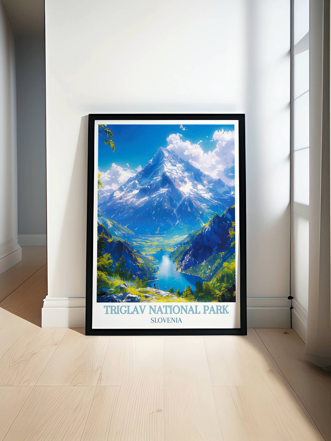 Triglav National Park fine art print showcasing the majestic peaks of Mount Triglav, with vibrant colors and intricate details capturing the breathtaking scenery of the Julian Alps in Slovenia, perfect for enhancing your home decor.