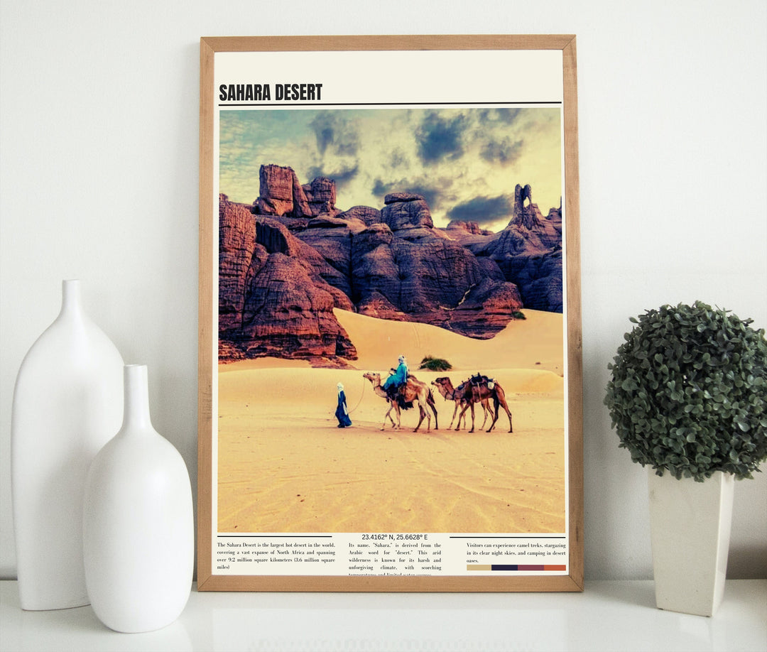Elevate your decor with captivating Sahara Desert wall art, photos, prints, and travel posters. Celebrate the awe-inspiring beauty of the Sahara Desert through these artworks, infusing your space with the essence of this remarkable natural wonder