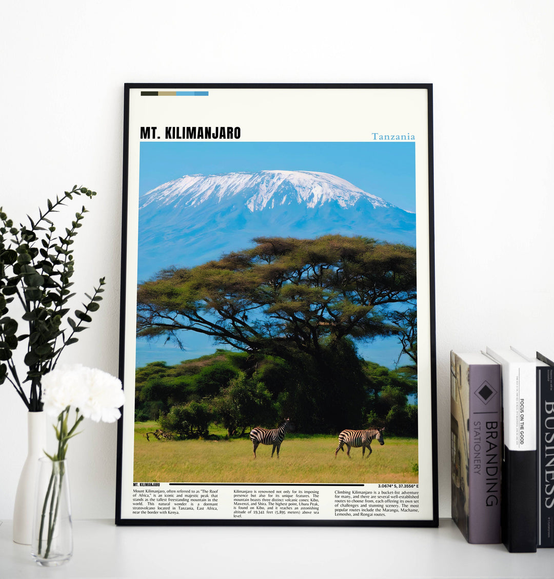 Celebrate the captivating allure of Tanzania with this African-inspired Mount Kilimanjaro print, an elegant addition to your decor