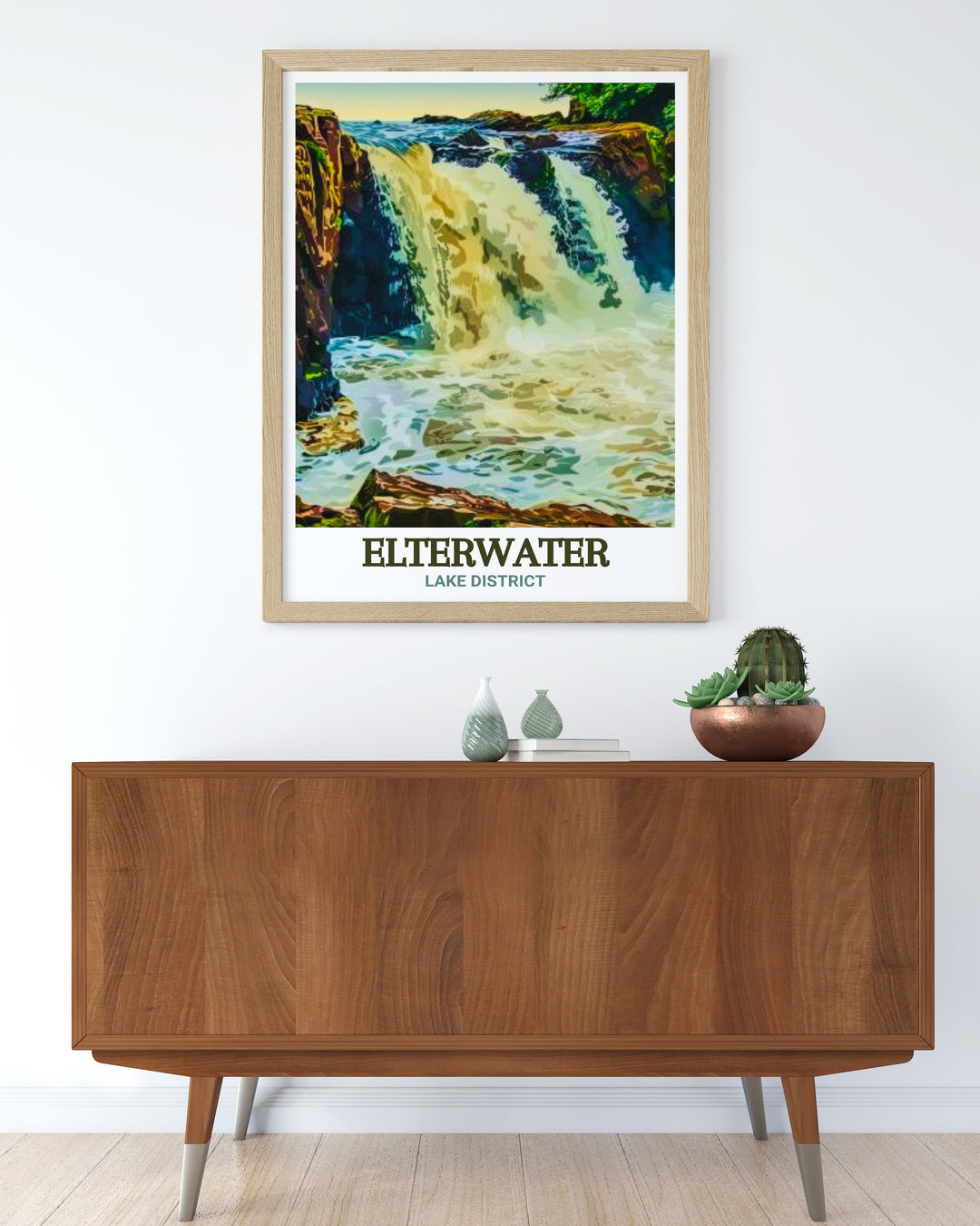 Skelwith Force stunning prints highlight the beauty of Cumbrias landscape. With its dramatic waterfall, this art piece is the perfect addition to your home decor for those who love hiking and exploring the Lake District.