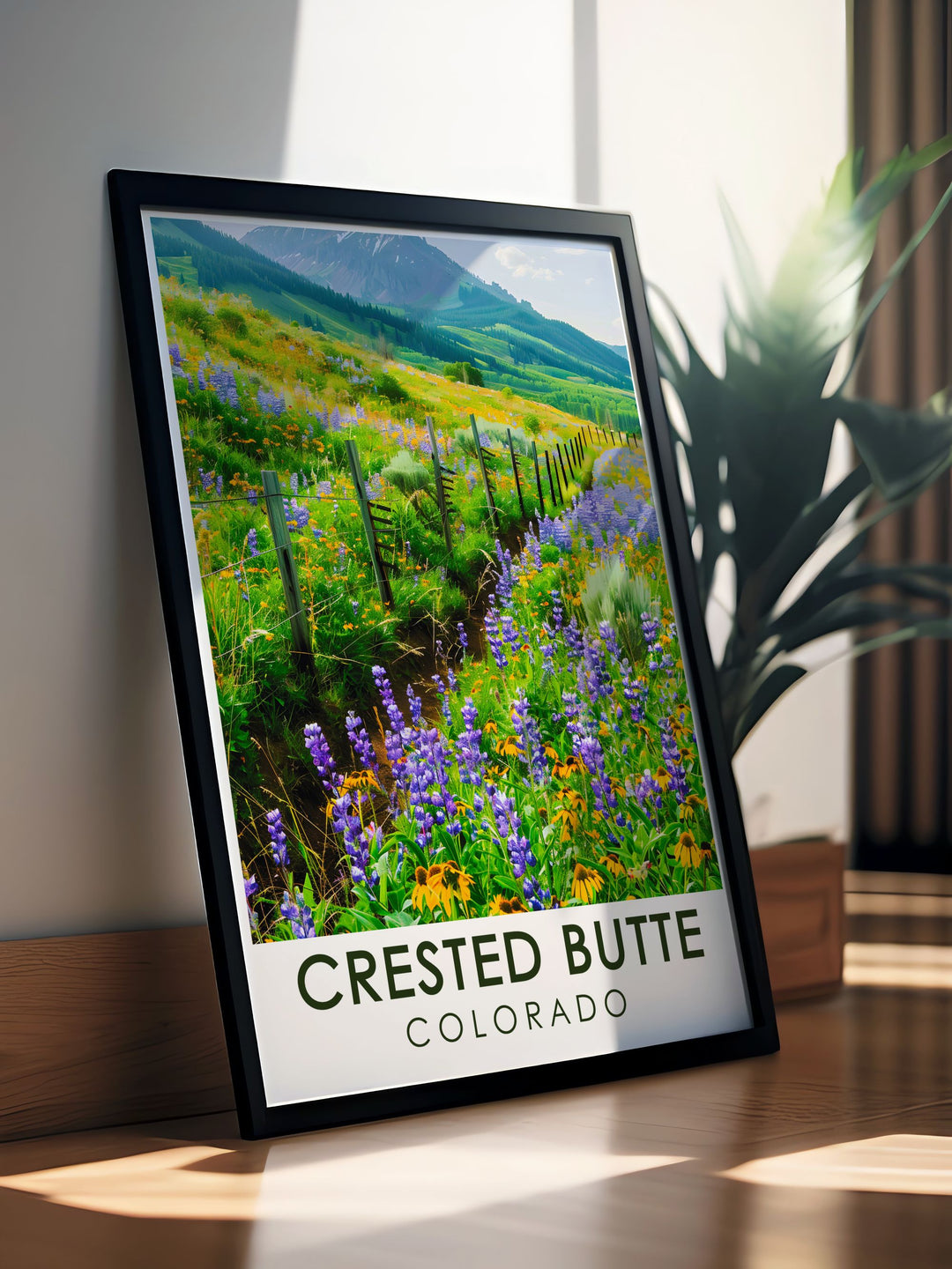 Bring the beauty of Colorado into your home with this Wildflower Festival travel poster from Crested Butte showcasing the vibrant wildflowers and picturesque landscapes of the Rocky Mountains perfect for any room.