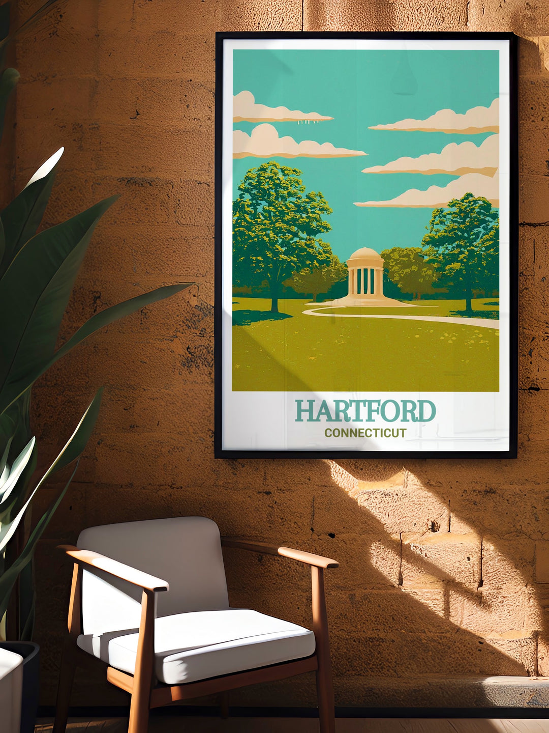 Bring Hartfords charm into your home with this Hartford travel print and Bushnell Park framed artwork. A perfect gift for friends or as a personal decorative piece it features a detailed city map and fine line art that complements any modern decor style.