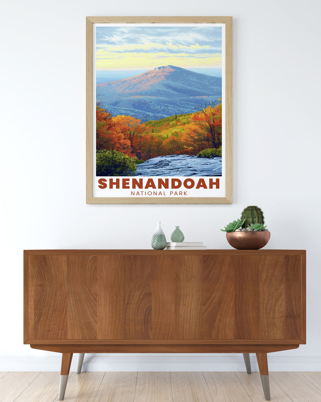 Old Rag Mountain, one of Shenandoah National Parks most famous hiking destinations, is beautifully portrayed in this travel print. Perfect for adventurers and those who appreciate the beauty of nature, this artwork adds depth to any room.