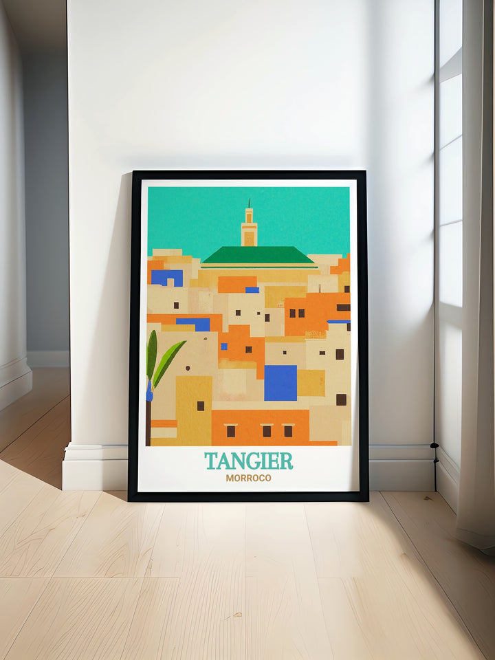 A beautiful travel print of Tangier Medina that brings Moroccos unique charm to life. The intricate details of the Medinas architecture make this print a perfect wall art piece for anyone looking to add cultural depth to their space.