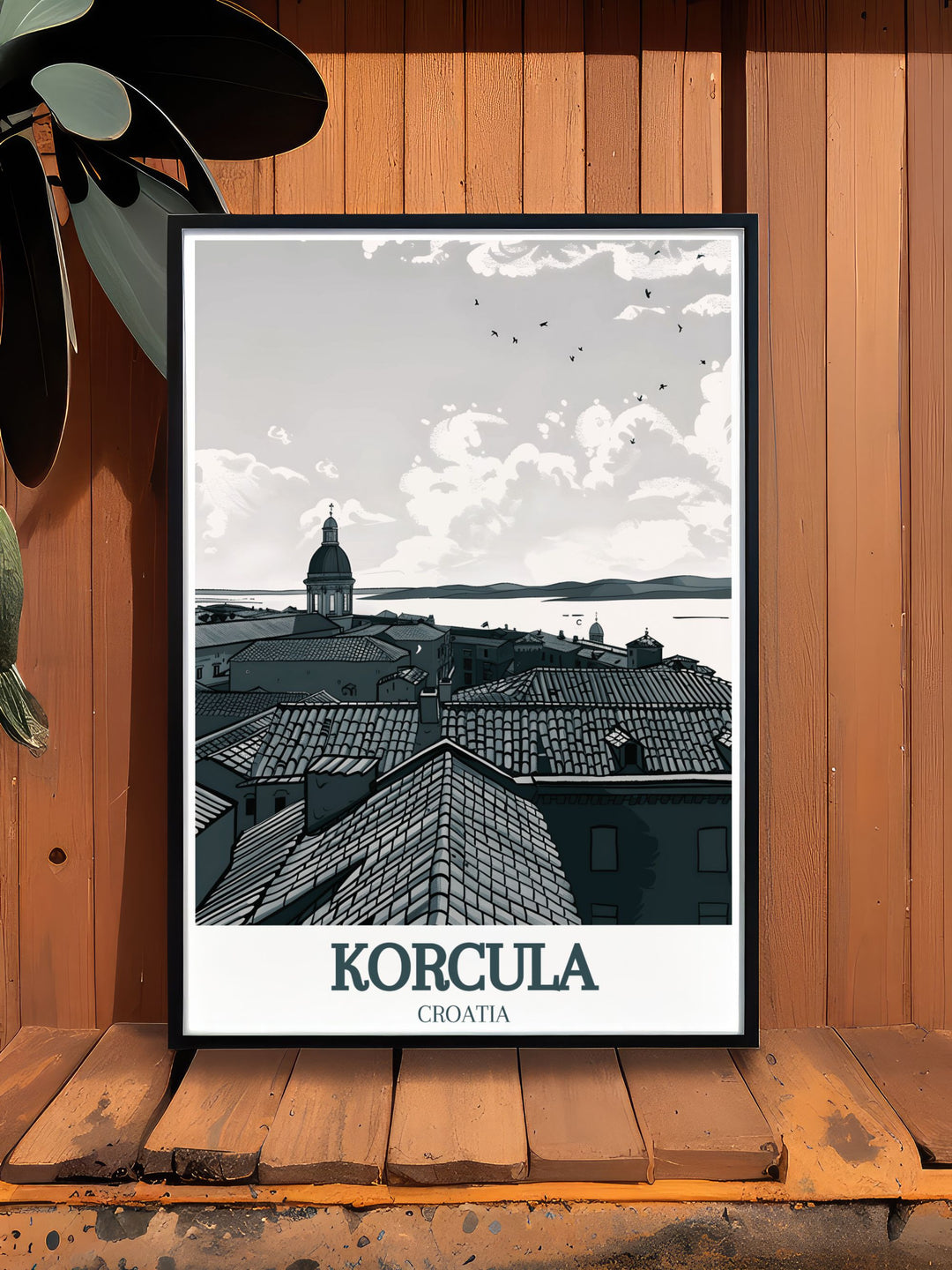 Stunning wall art showcasing Korculas St. Marks Cathedral and the Adriatic Sea brings the beauty of Croatia into your home. This detailed poster is perfect for travel lovers and makes an unforgettable gift for anyone passionate about European landmarks.