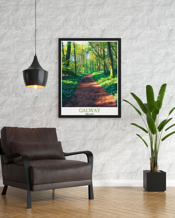 Celebrate Irelands charm with this Galway Poster Print. The minimalist black and white design captures the citys historic streets and the peaceful Merlin Woods, offering a stylish and versatile décor piece for any space.