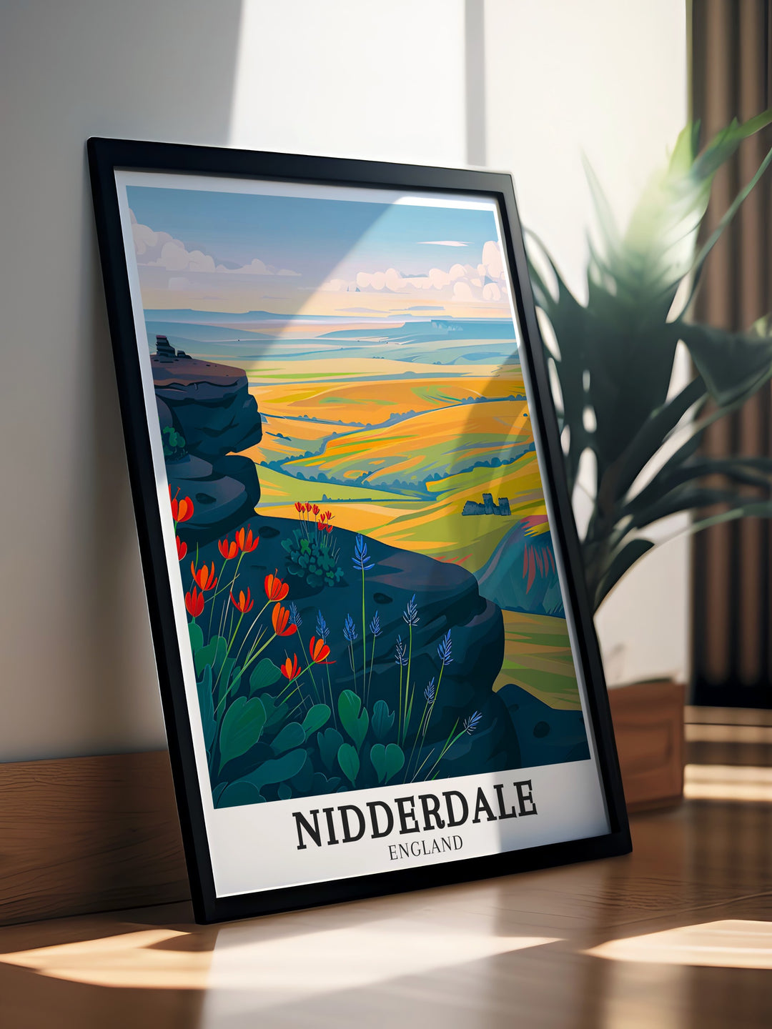 Wall poster of Nidderdale and Yorkshire Dales, showcasing the lush meadows and scenic walking paths of Nidderdale Way. A must have for fans of the British countryside, this print brings a touch of nature into your home.