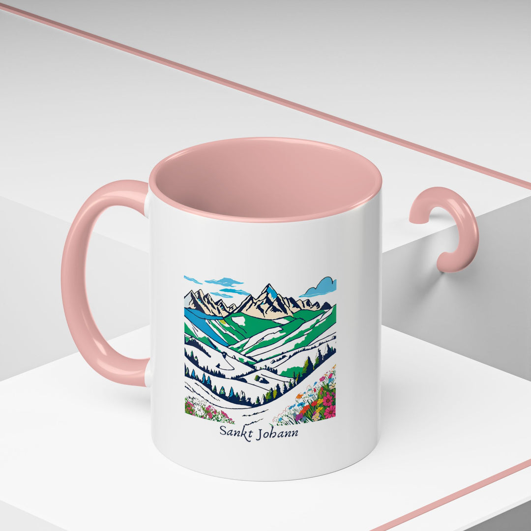 Enjoy the allure of Sankt Johann with this artistic mug featuring detailed illustrations of its iconic sights and natural beauty. Durable and dishwasher-safe, ideal for coffee or tea lovers and makes a meaningful gift for travelers, art enthusiasts, or anyone fond of Sankt Johanns charm.