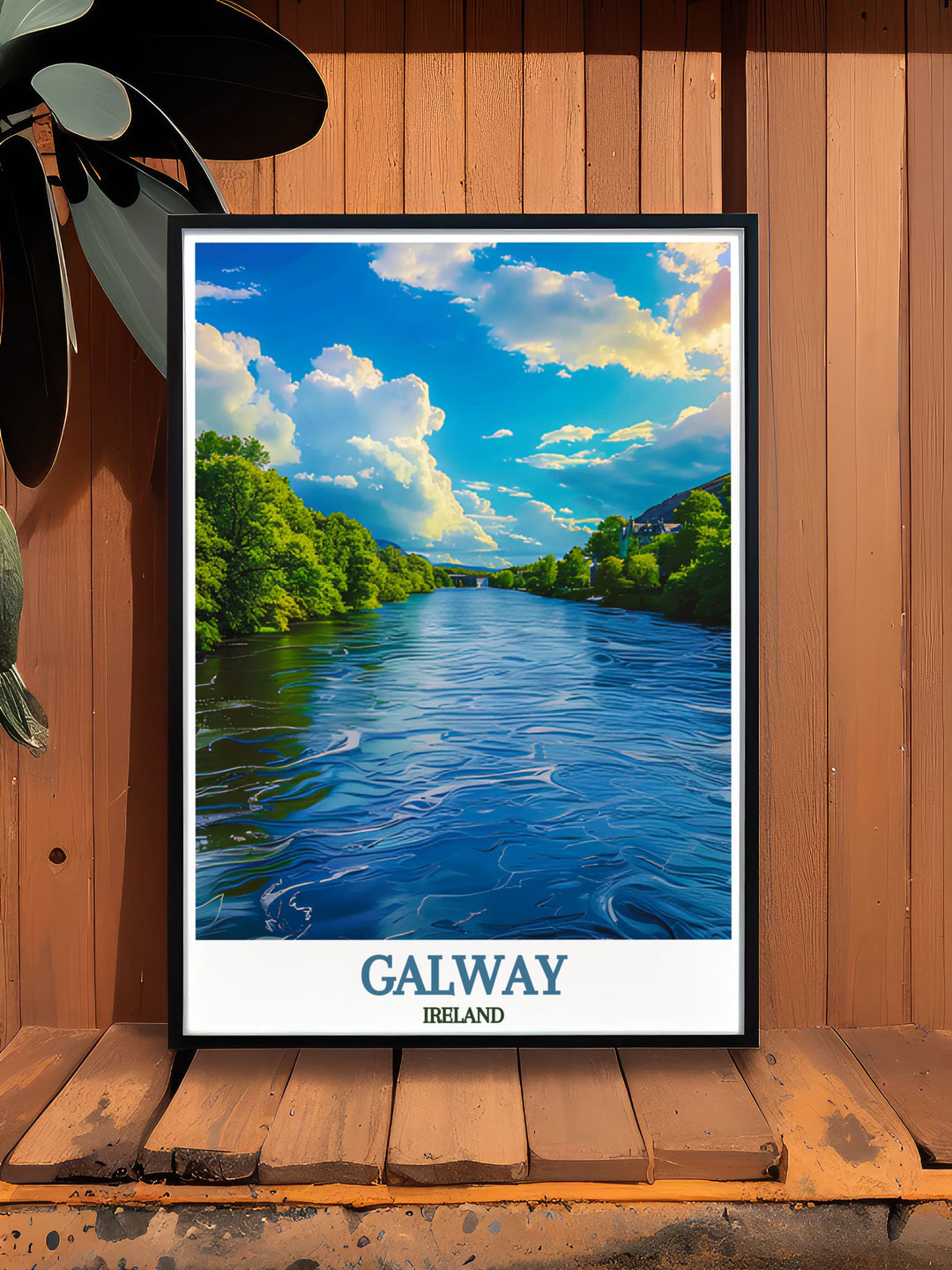 This detailed art print brings to life the calming and picturesque landscapes of the River Corrib. Featuring tranquil waters and scenic views, this poster is ideal for those who dream of peaceful riverbank escapes and the beauty of Irelands natural splendor.
