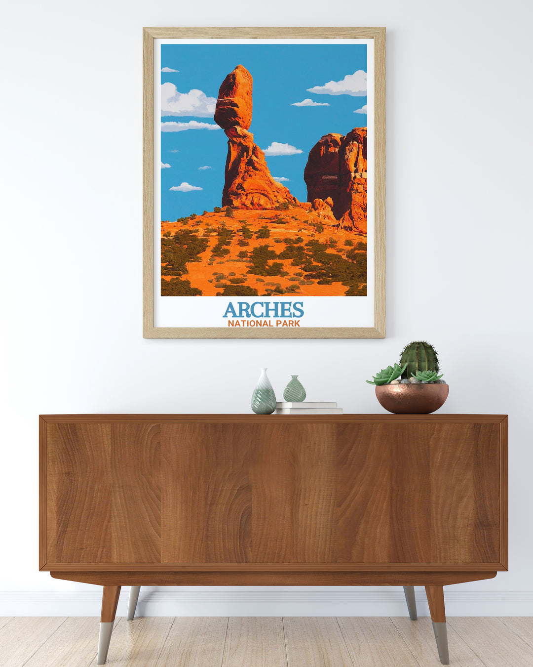 Beautiful Balanced Rock print capturing the natural wonder of Arches National Park ideal for home decor or as a unique gift for friends and family who appreciate National Park artwork and the great outdoors.