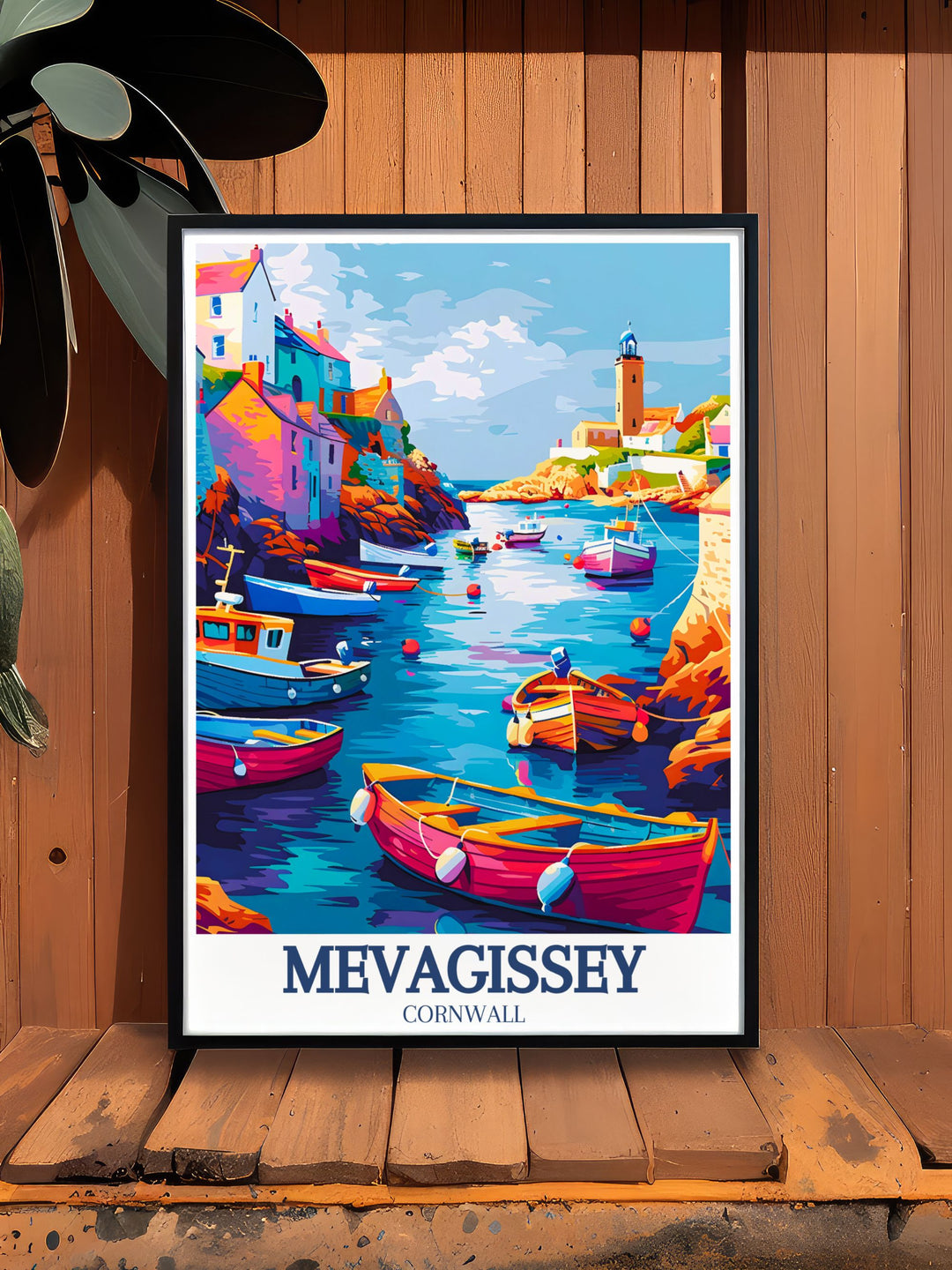 Featuring the rich history of Mevagissey, this travel poster captures the significance of its iconic landmarks like the Clock Tower and St. Peters Church. Perfect for history buffs and those who love preserved heritage, this artwork brings the timeless charm of Mevagissey into your decor.