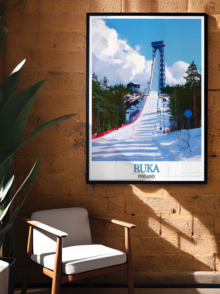 Celebrate Finlands winter beauty with Ruka Ski Jump Artwork including Ruka Finland Poster and Levi Lapland Finland Prints ideal for gifting and home decor