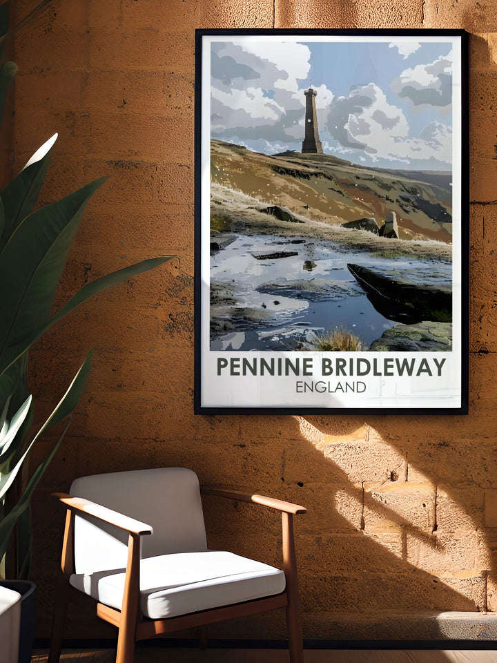 Stoodley Pike stunning living room decor features the iconic landscape of the Pennines making it a striking choice for wall art. This Framed Print highlights the natural beauty of Stoodley Pike offering an elegant way to incorporate the great outdoors into your home decor