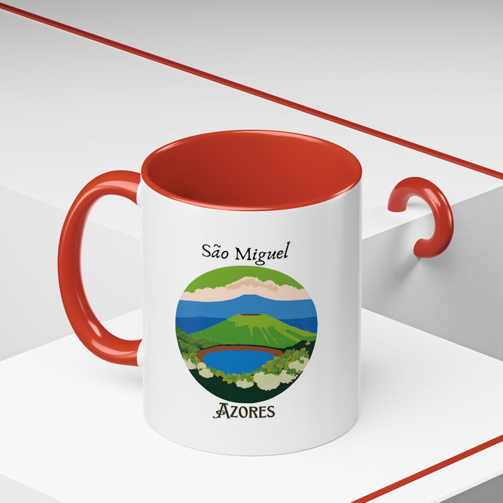 Celebrate the spirit of São Miguel with this mug featuring vibrant images of the island's natural wonders. Dishwasher and microwave safe, made from durable ceramic, ideal for coffee or tea lovers seeking a unique and artistic mug that captures São Miguel's essence.