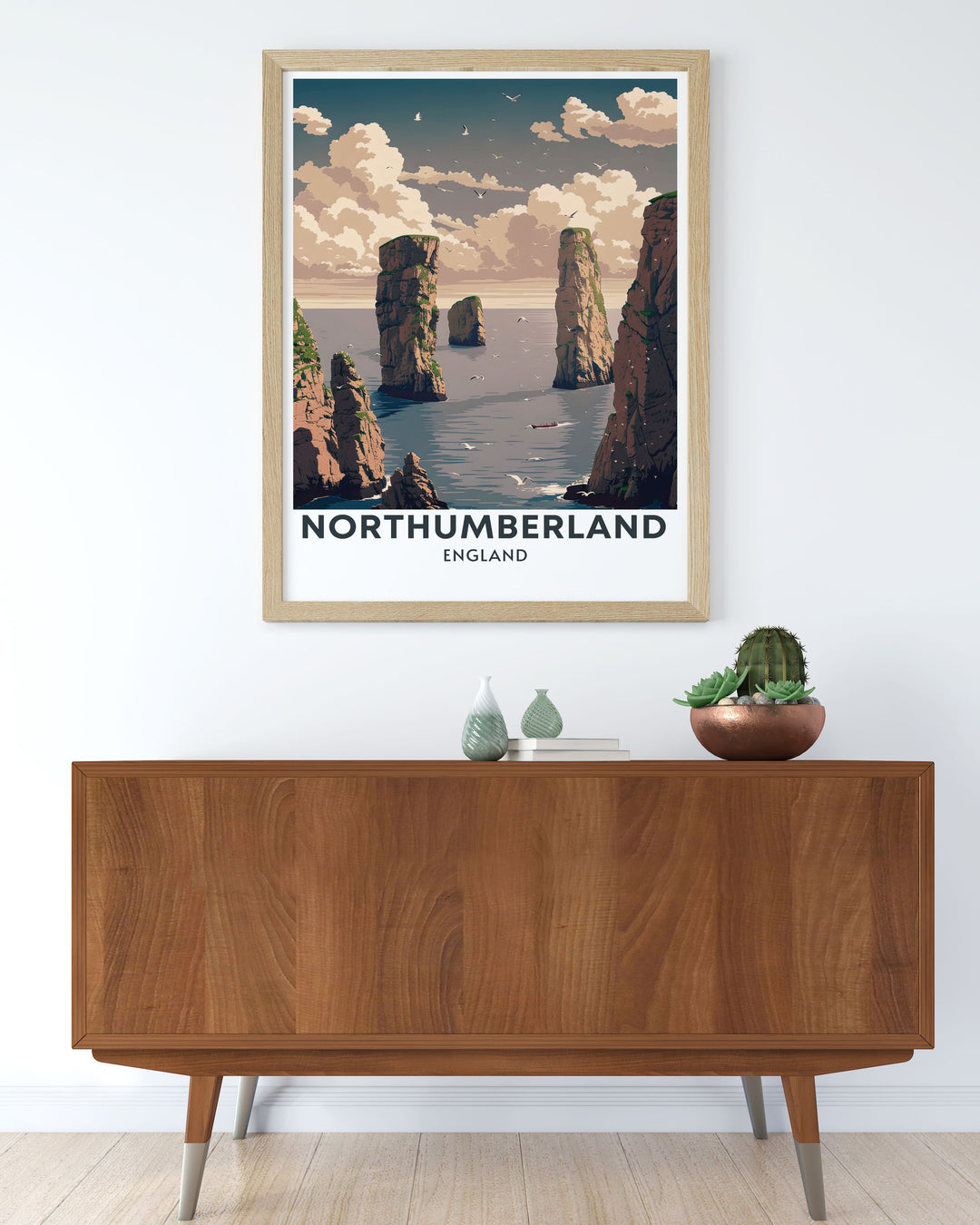 Experience the natural allure of the Farne Islands with this elegant vintage print. Perfect for home decor and as a unique gift idea this artwork captures the serene beauty and wildlife of one of Northumberlands most iconic destinations.