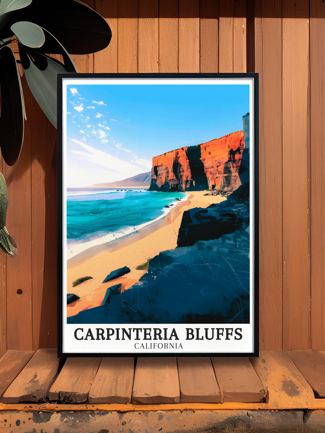 Santa Barbara South Coast and Santa Barbara Channel are captured in this Carpinteria Bluffs art print a perfect piece of California artwork for those who appreciate the natural beauty of Californias coastal regions and the peaceful atmosphere they offer