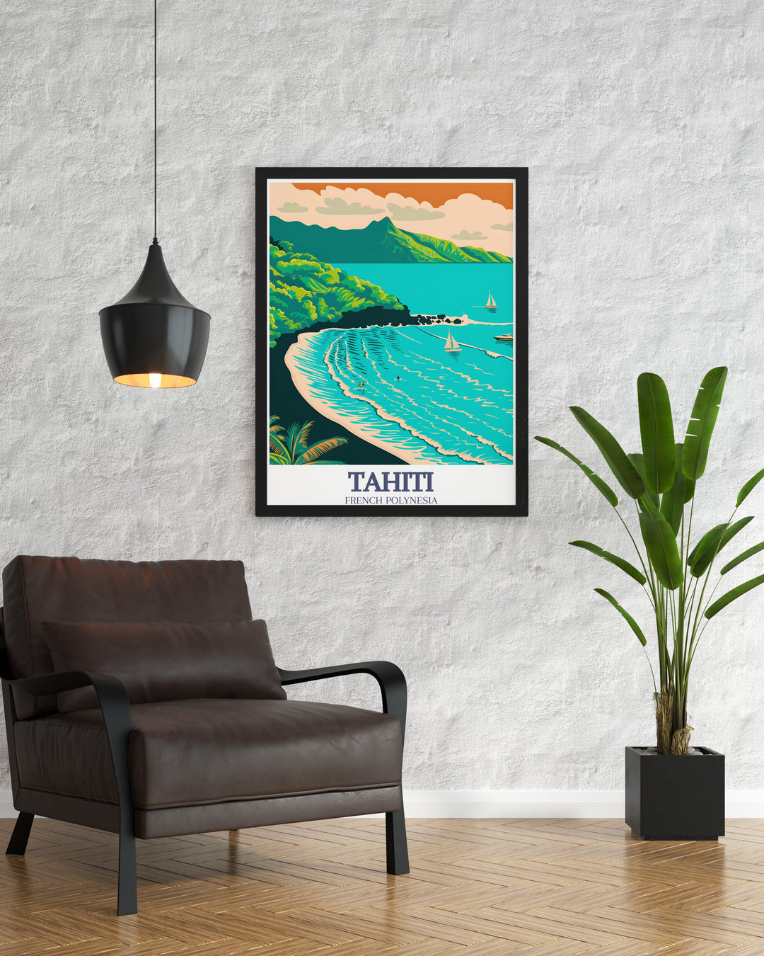 Add elegance to your living space with this stunning Mahina Tahiti North coast wall art The bold colors and detailed scenery make it an eye catching piece that enhances any room while offering a reminder of the tropical beauty of French Polynesia