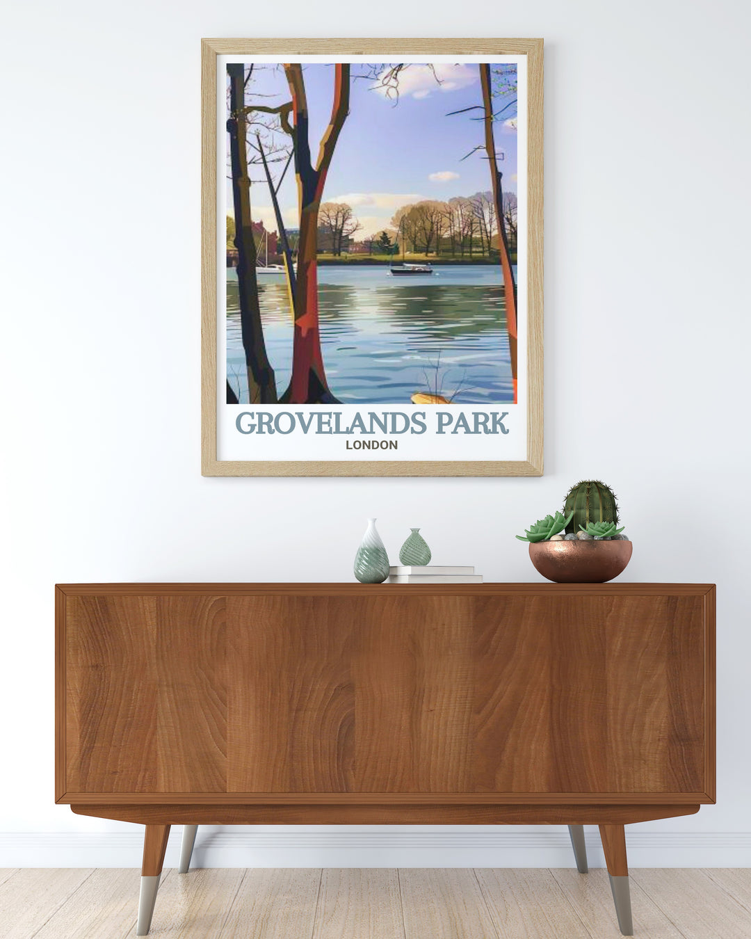 Add Grovelands Park Lake framed prints to your home decor for a touch of nature and calm. This stunning print highlights the serene beauty of Londons parks making it ideal for art lovers and those seeking to bring North Londons outdoor spaces indoors.