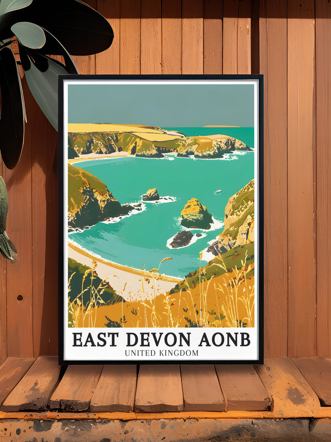 Classic Branscombe Mouth English Channel Modern Art capturing the essence of the scenic beauty of the Blackdown Hills AONB and the English Channel ideal for adding sophistication and serenity to any room in your home