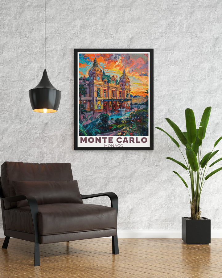 Monaco Vintage Poster combines the timeless charm of Monte Carlo with the modern style of a travel print, offering a unique and elegant addition to your wall decor. Perfect for art collectors and travel lovers alike, this piece celebrates the beauty of Monaco.