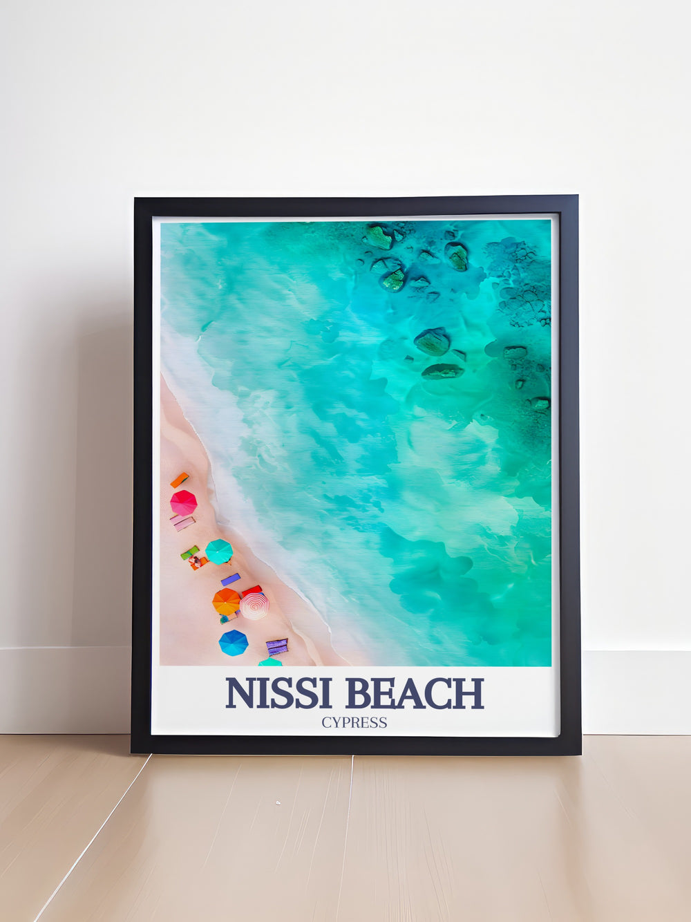 A vibrant art print of Nissi Beach in Ayia Napa, this canvas art showcases the natural beauty of Cypruss most famous beach. Ideal for home decor, this travel print is perfect for creating a coastal atmosphere in any space and makes a great gift for beach lovers and travelers.