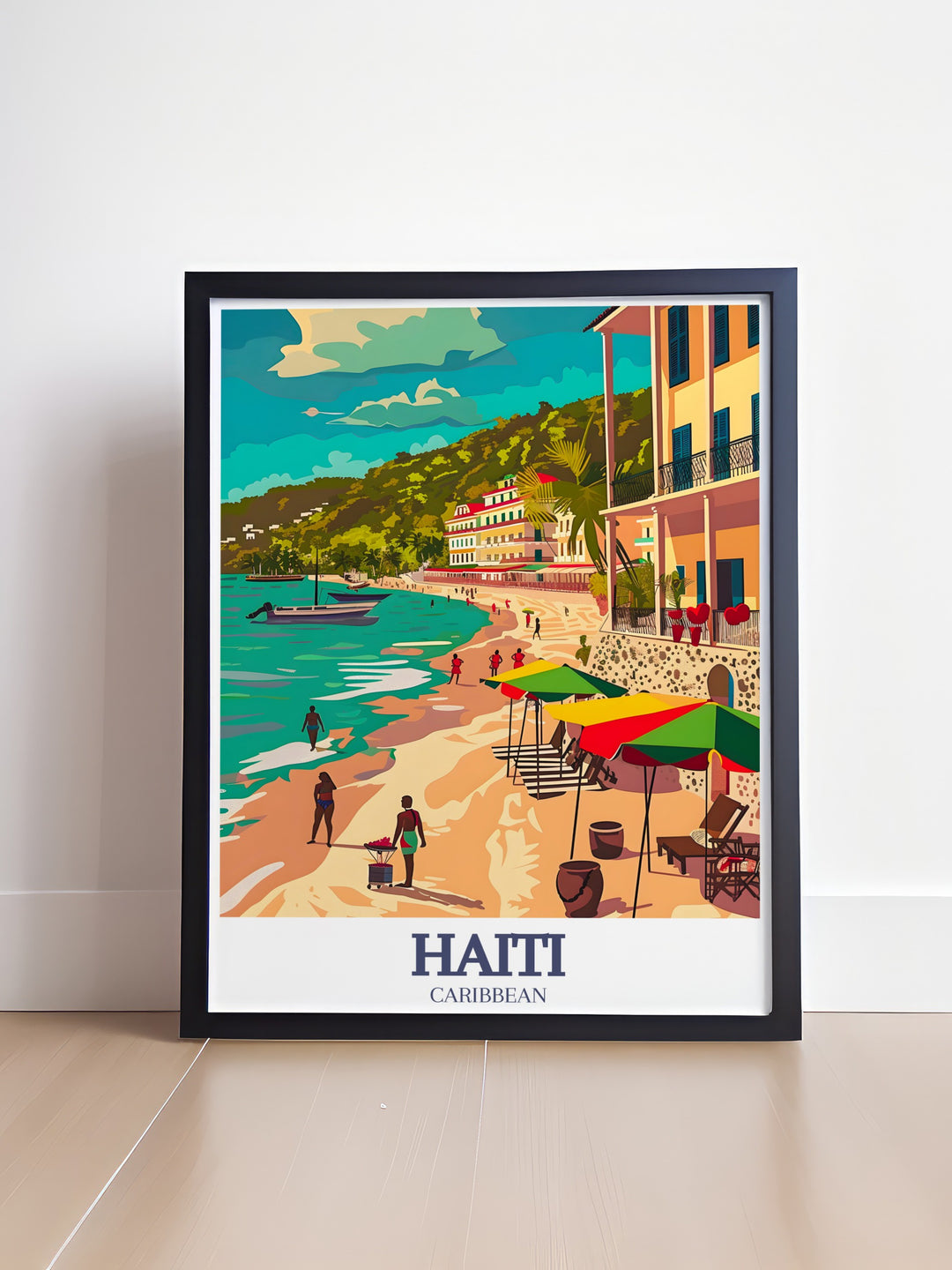 The vibrant Labadee Beach and the colonial streets of Cap Haïtien come to life in this wall art, offering a unique perspective on Haitis beauty. This travel poster is a perfect way to celebrate Haitis natural landscapes and historical heritage.