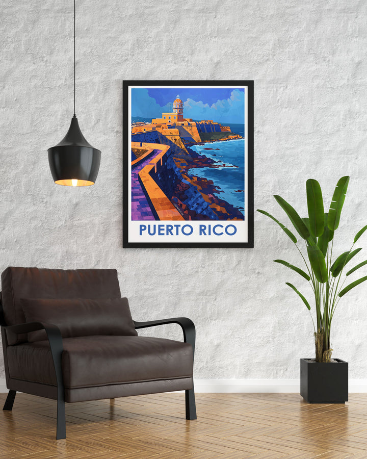 Vintage Arecibo Poster featuring the stunning El Morro. Ideal as a personalized gift or unique art piece, this travel print brings the historic beauty of Arecibo and El Morro to life. Perfect for anyone who loves travel and history in their home decor.