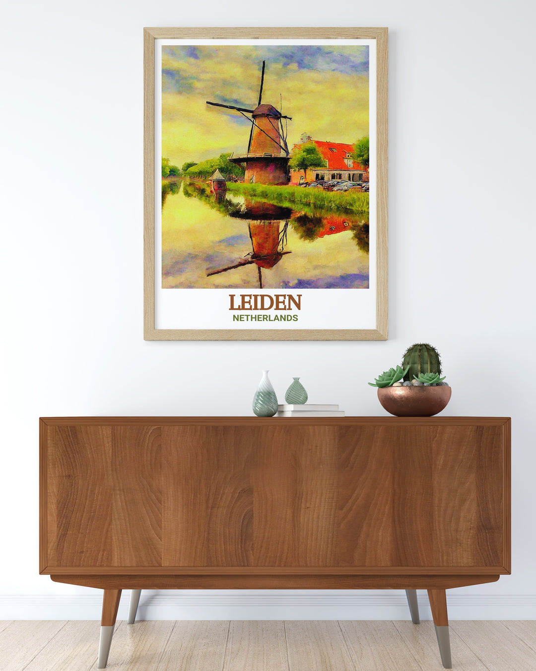 Molen de Valk framed art featuring the iconic windmill in Leiden, Netherlands. This canvas art beautifully captures the historical significance and architectural beauty of the Netherlands, making it a must have for anyone looking to celebrate Dutch heritage in their home.