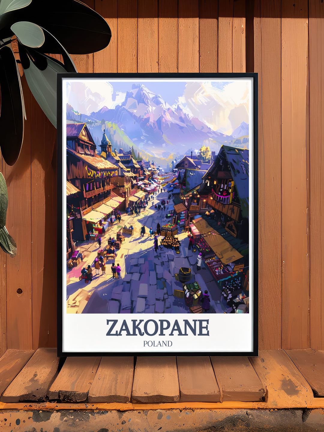 Krupowki Street and Kasprowy Wierch Perfect Wall Decor illustrating the scenic beauty of Zakopane ideal for creating a focal point in any room or as a unique gift for those who appreciate fine art.