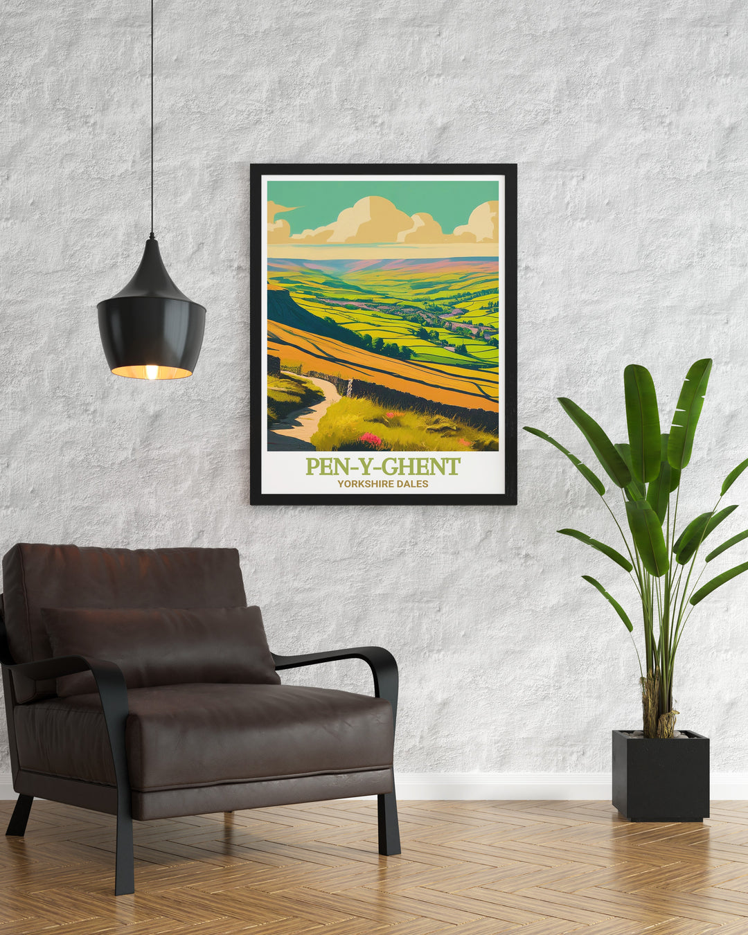 Pen Y Ghent Summit art print featuring the dramatic panoramic view from the summit and the majestic Pen Y Ghent. This detailed artwork highlights the unique features and serene landscape, ideal for adding a touch of nature to any room.