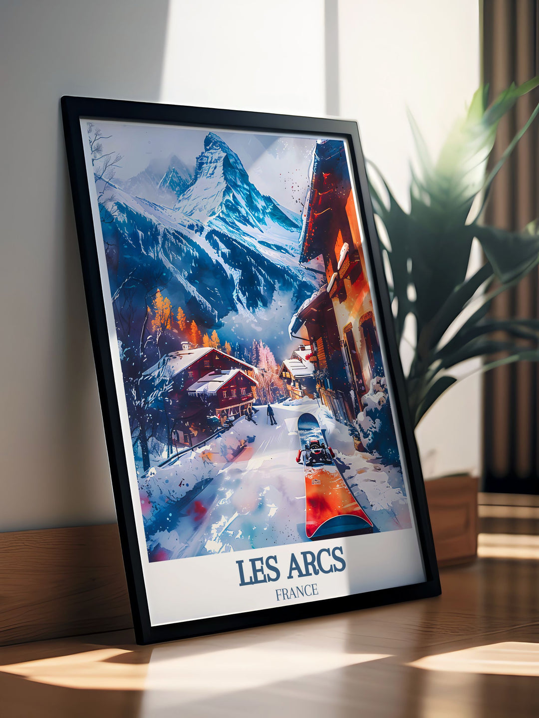 French Alps Poster featuring Paradiski ski area Les Arcs Ski resort Mont Blanc capturing the breathtaking beauty of the mountains perfect for adding a touch of adventure to any room