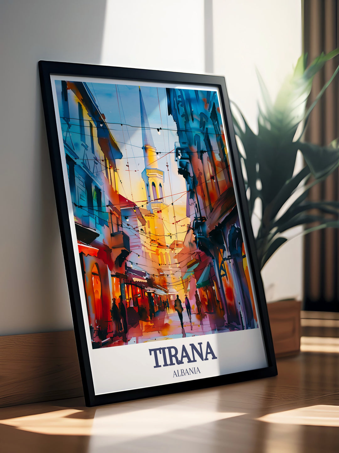 Elegant Albania Art Print with Tirana Castle district a perfect personalized gift for anniversaries birthdays and Christmas combining rich cultural heritage with modern aesthetics to create a unique and meaningful artwork for any occasion