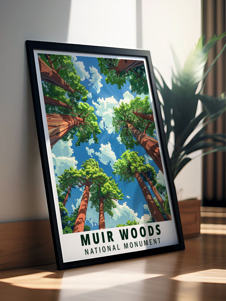 Detailed Redwood modern decor print featuring the Botanical Garden within Muir Woods brings natures tranquility into your home ideal for nature lovers and art enthusiasts