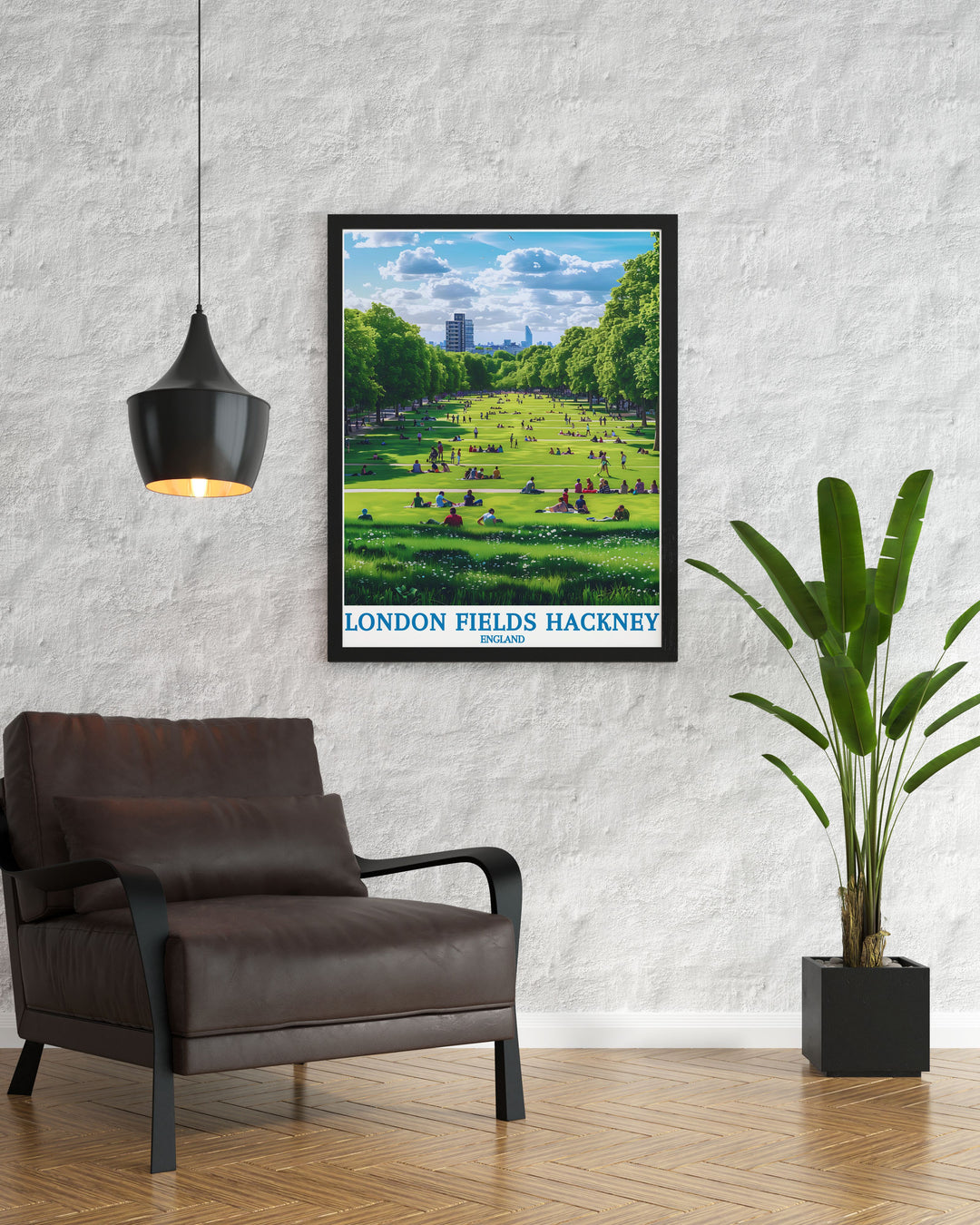 Featuring the scenic paths and historic features of London Fields, this poster showcases the parks inviting landscapes, perfect for those who cherish urban green spaces.