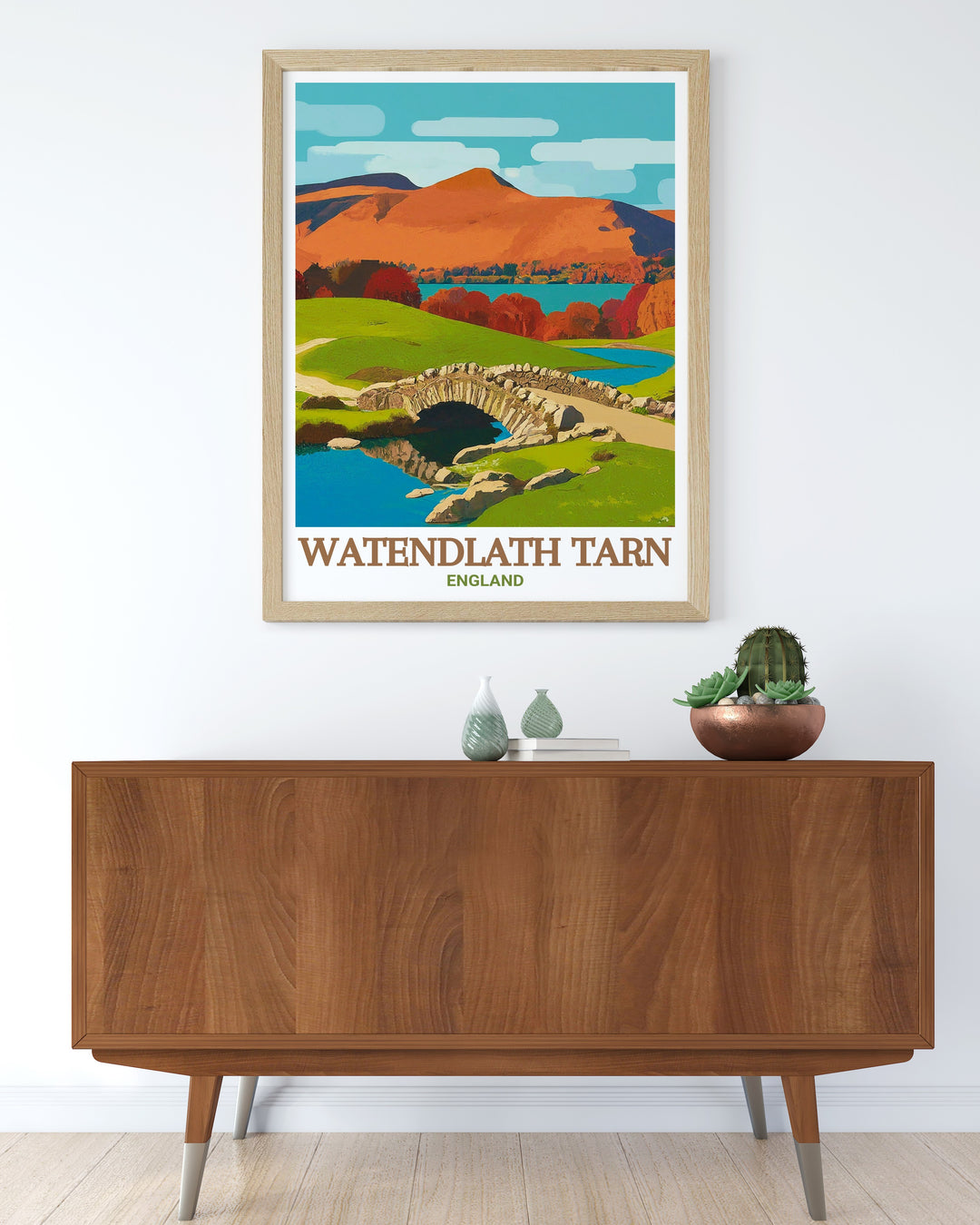 Elegant Ashness Bridge Modern Art featuring tranquil Watendlath Tarn and historic Packhorse Bridge in a stunning Lake District Poster ideal for your home gallery