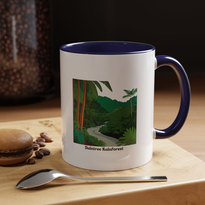 Celebrate the charm of the Daintree Rainforest with this ceramic mug adorned with tropical artwork. Dishwasher safe for convenience, it is ideal for everyday use and serves as an excellent gift or souvenir for travelers and nature enthusiasts.