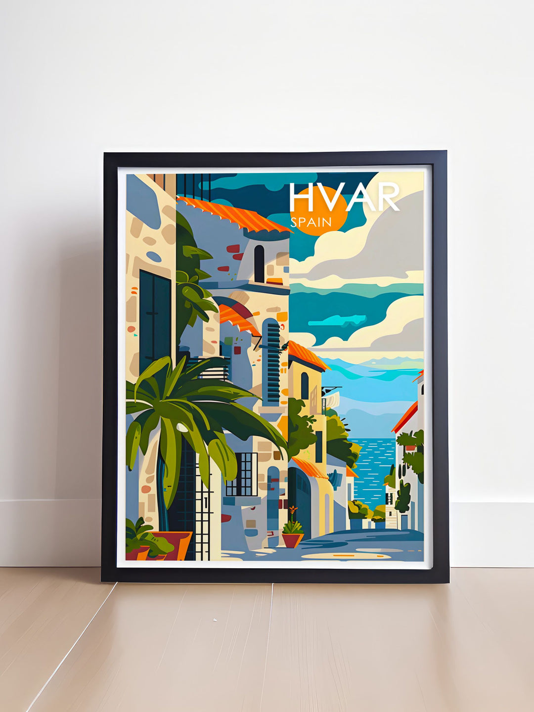 Canvas art of Hvar Harbour, highlighting its blend of traditional fishing boats and modern yachts. This piece reflects the dynamic maritime heritage of Hvar, ideal for enhancing any coastal themed decor.