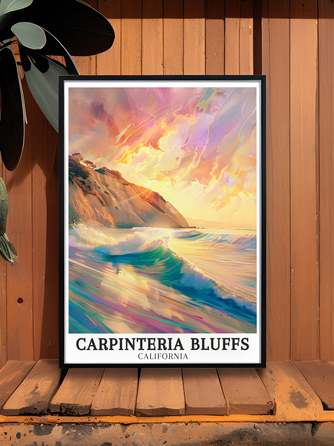 This Carpinteria Bluffs Nature Preserve and Carpinteria State Beach print captures the scenic coastal views of California ideal for adding a touch of natural elegance to your decor or as a memorable gift celebrating the pristine beauty of Californias coastline